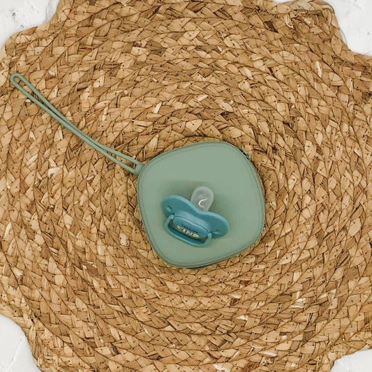 Silicone Pacifier Case with Zipper & Strap