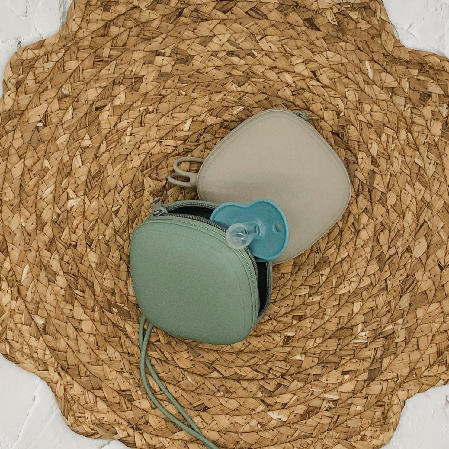 Silicone Pacifier Case with Zipper & Strap