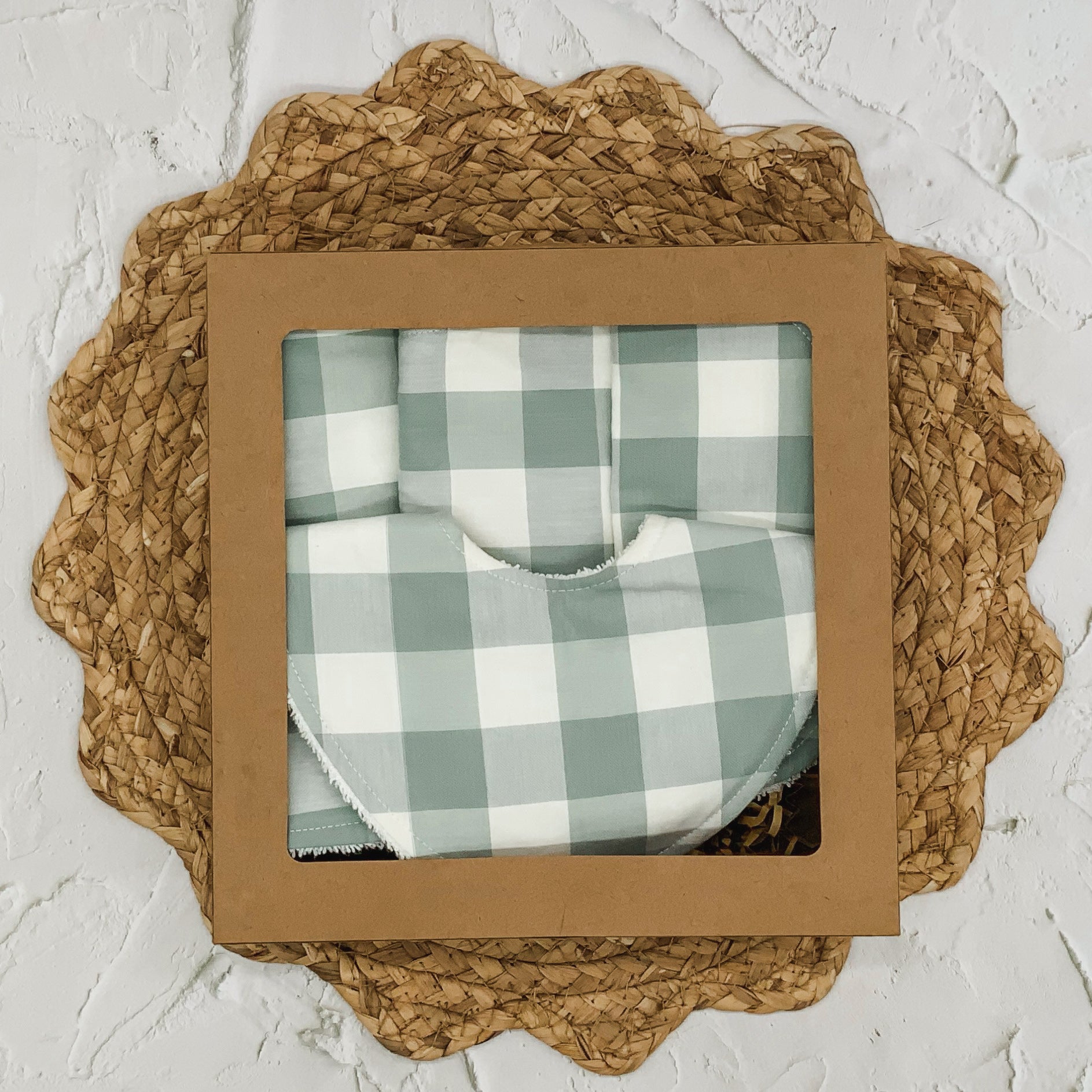 Green Gingham Baby Gift Set