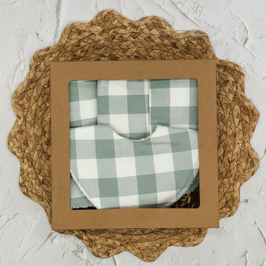 Green Gingham Baby Gift Set