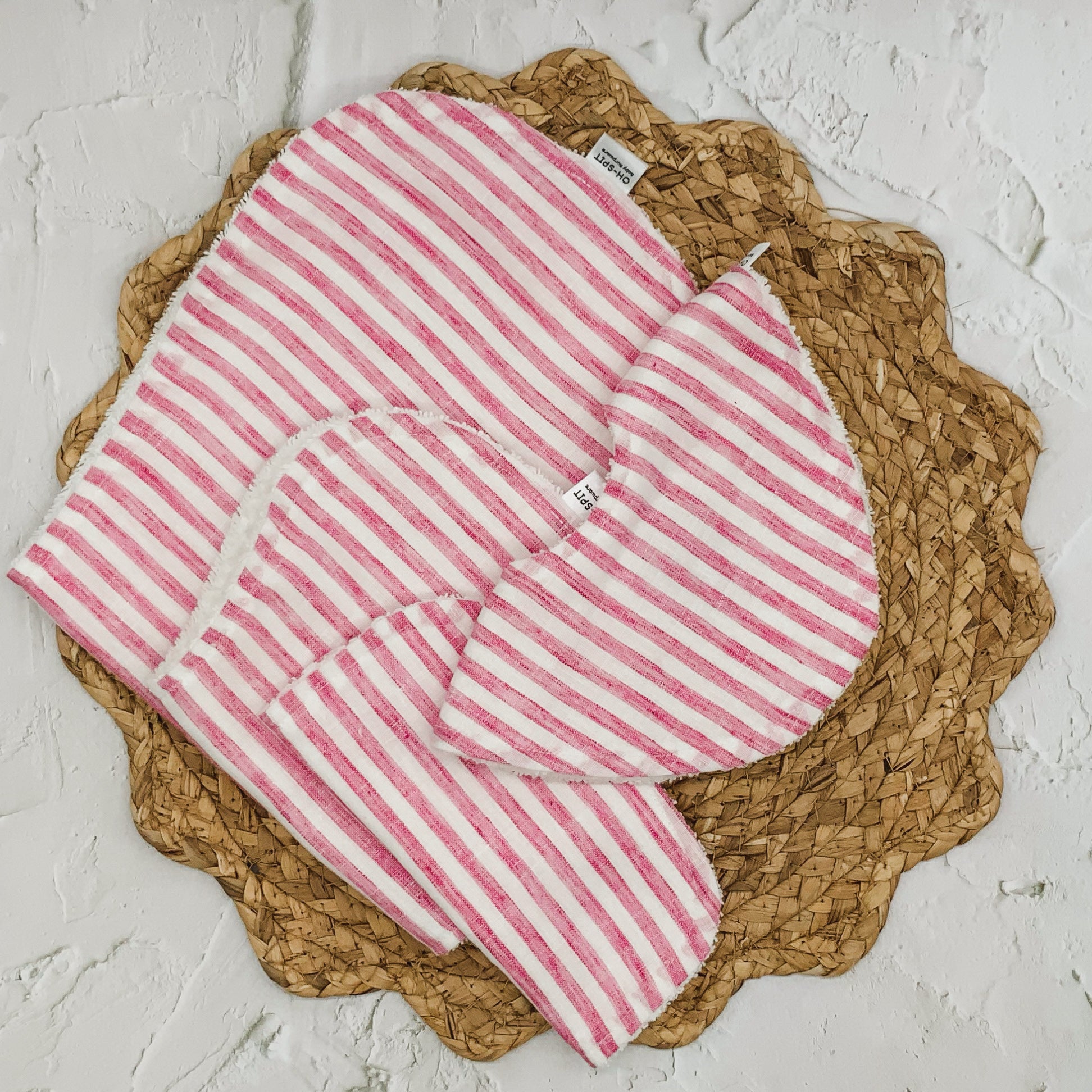 Pink Linen Stripes Baby Gift Set