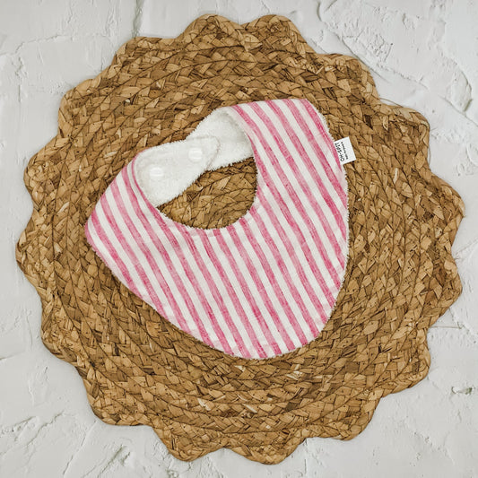 Pink Linen Stripes Signature Bib
