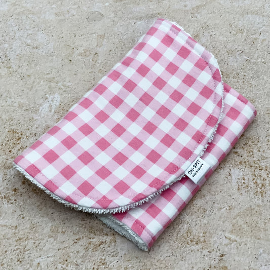 Pastel Pink Gingham Burp Cloths