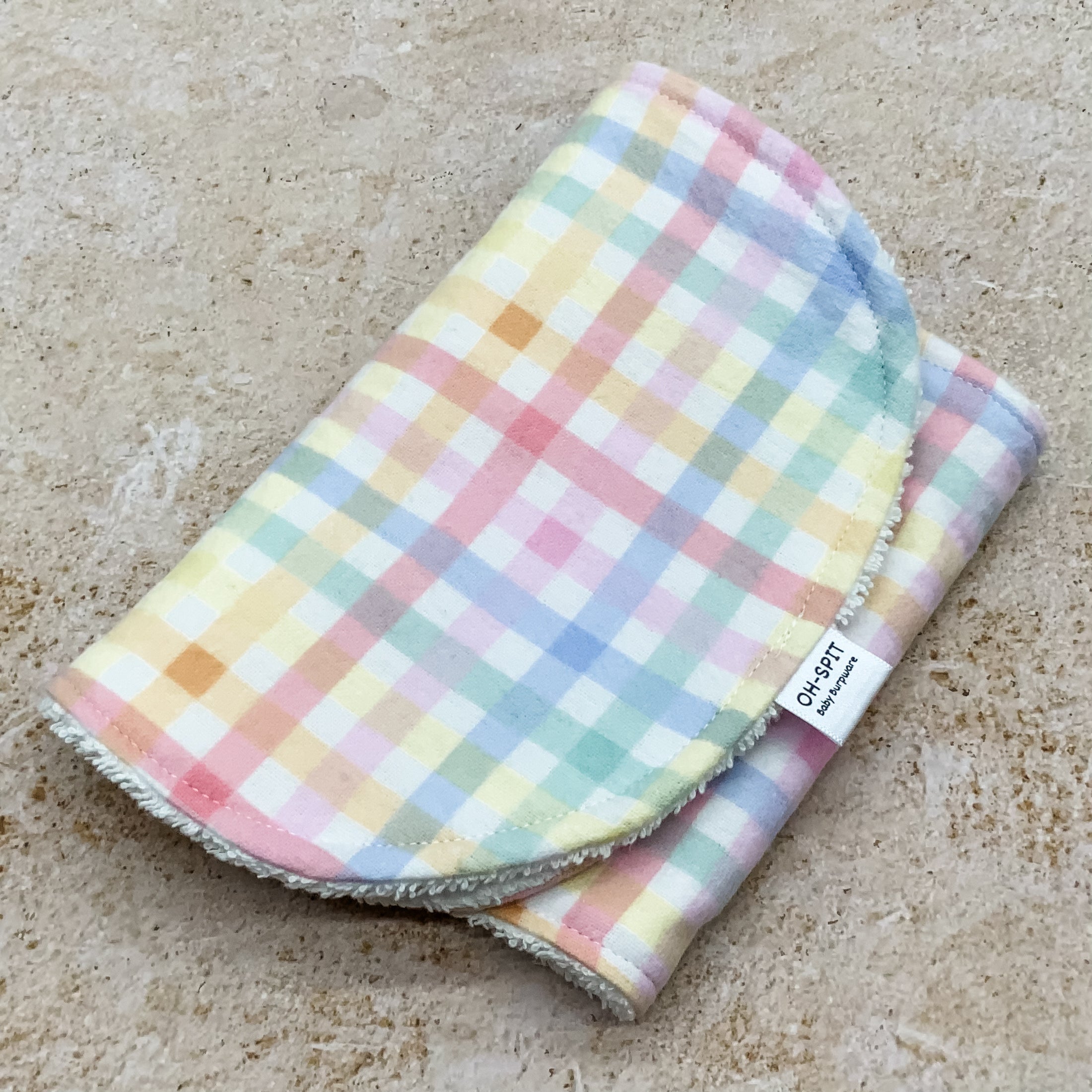Pastel Rainbow Gingham Burp Cloths