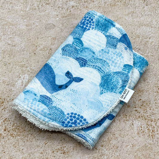 Waves of Whales Burp Cloths