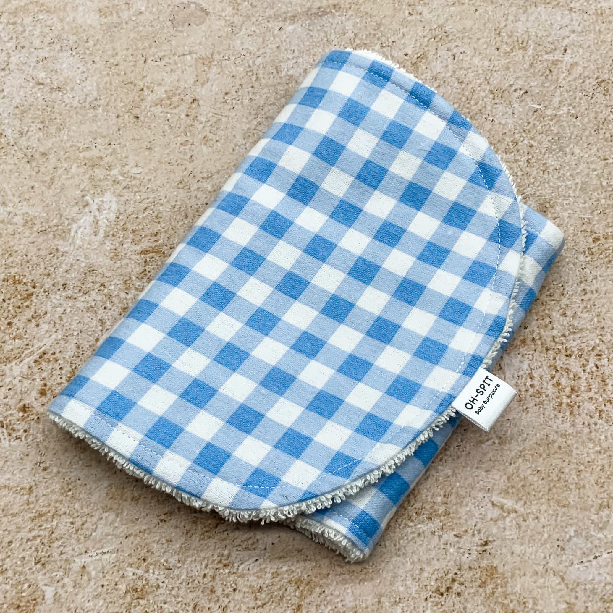 Soft Blue Gingham Burp Cloths