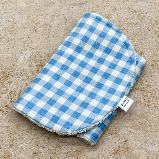Soft Blue Gingham Burp Cloths