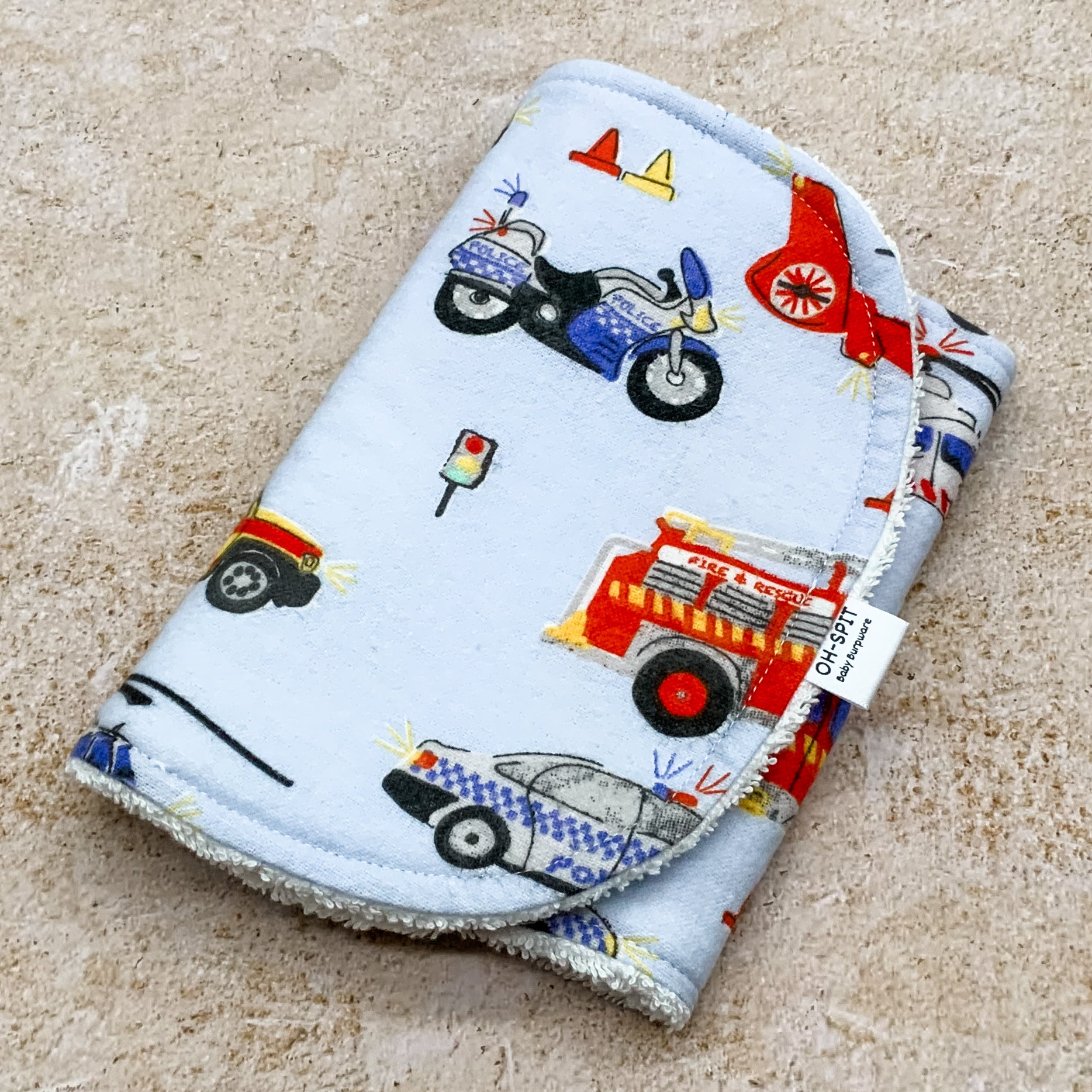 Emergency Vehicles Burp Cloths