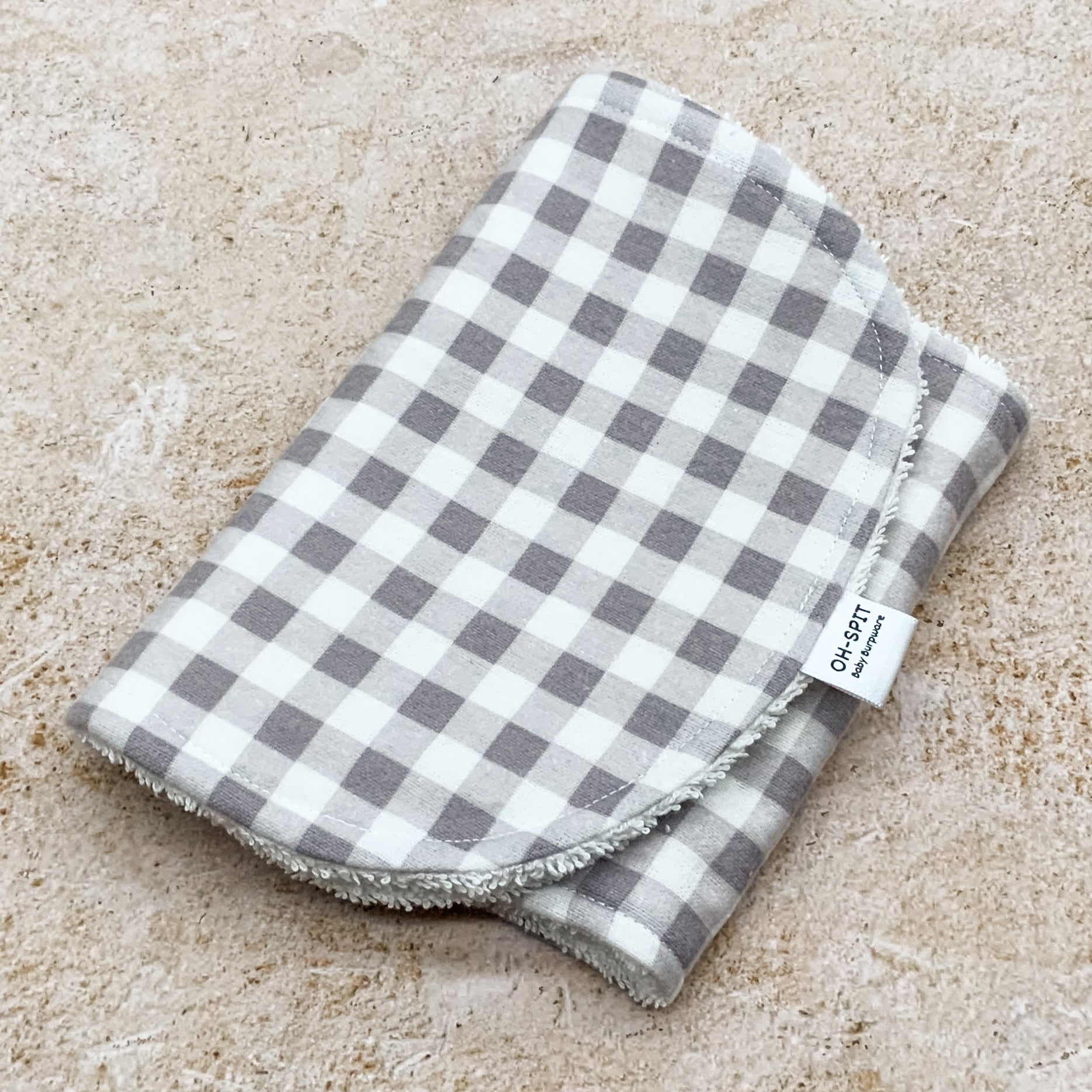 Dusk Grey Gingham Burp Cloths
