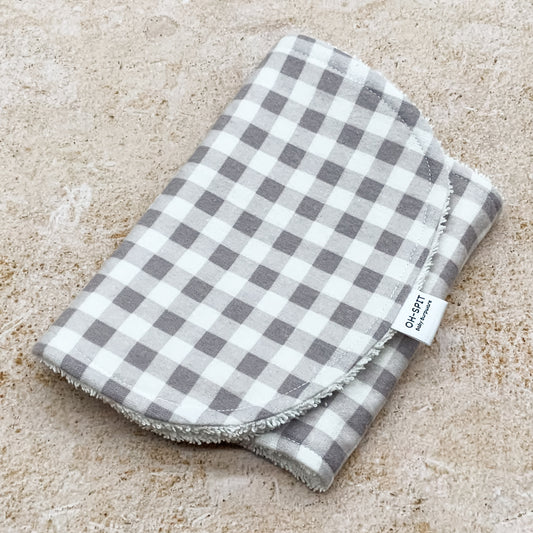 Dusk Grey Gingham Burp Cloths