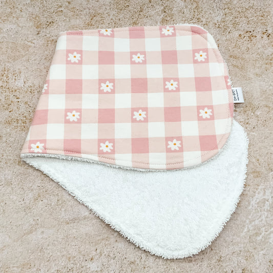 Blush Daisies & Gingham Burp Cloths
