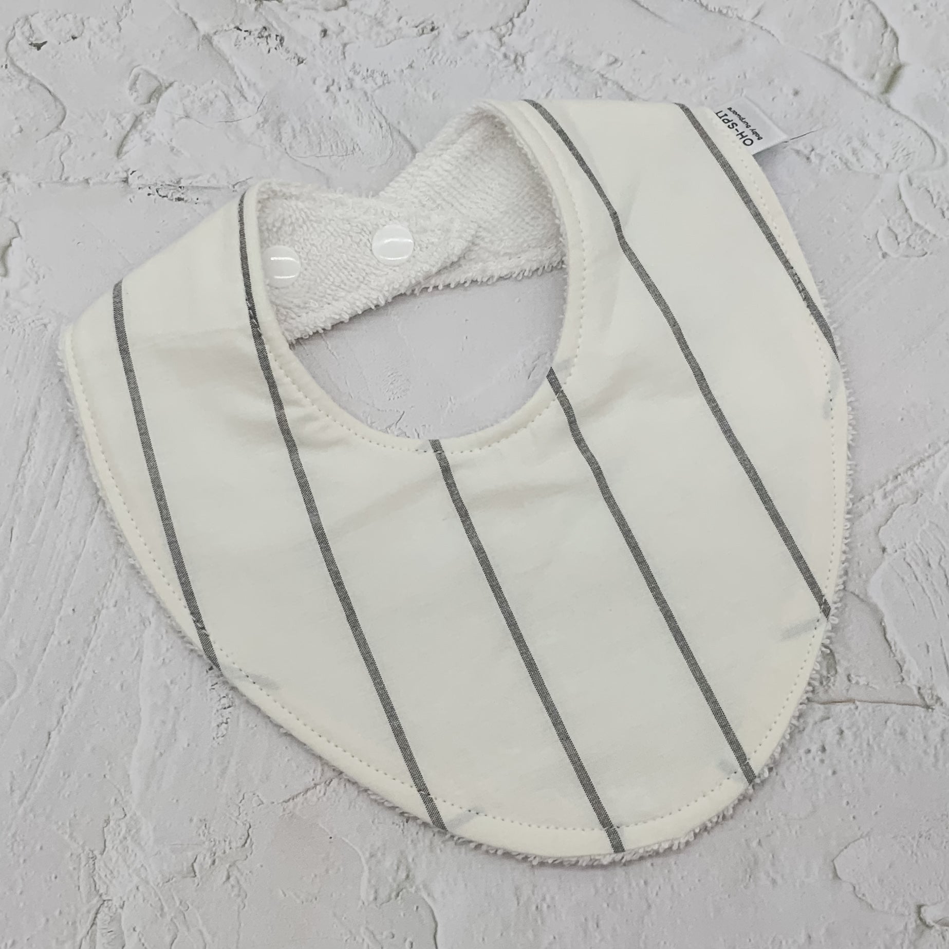 White & Navy Stripe Signature Bib