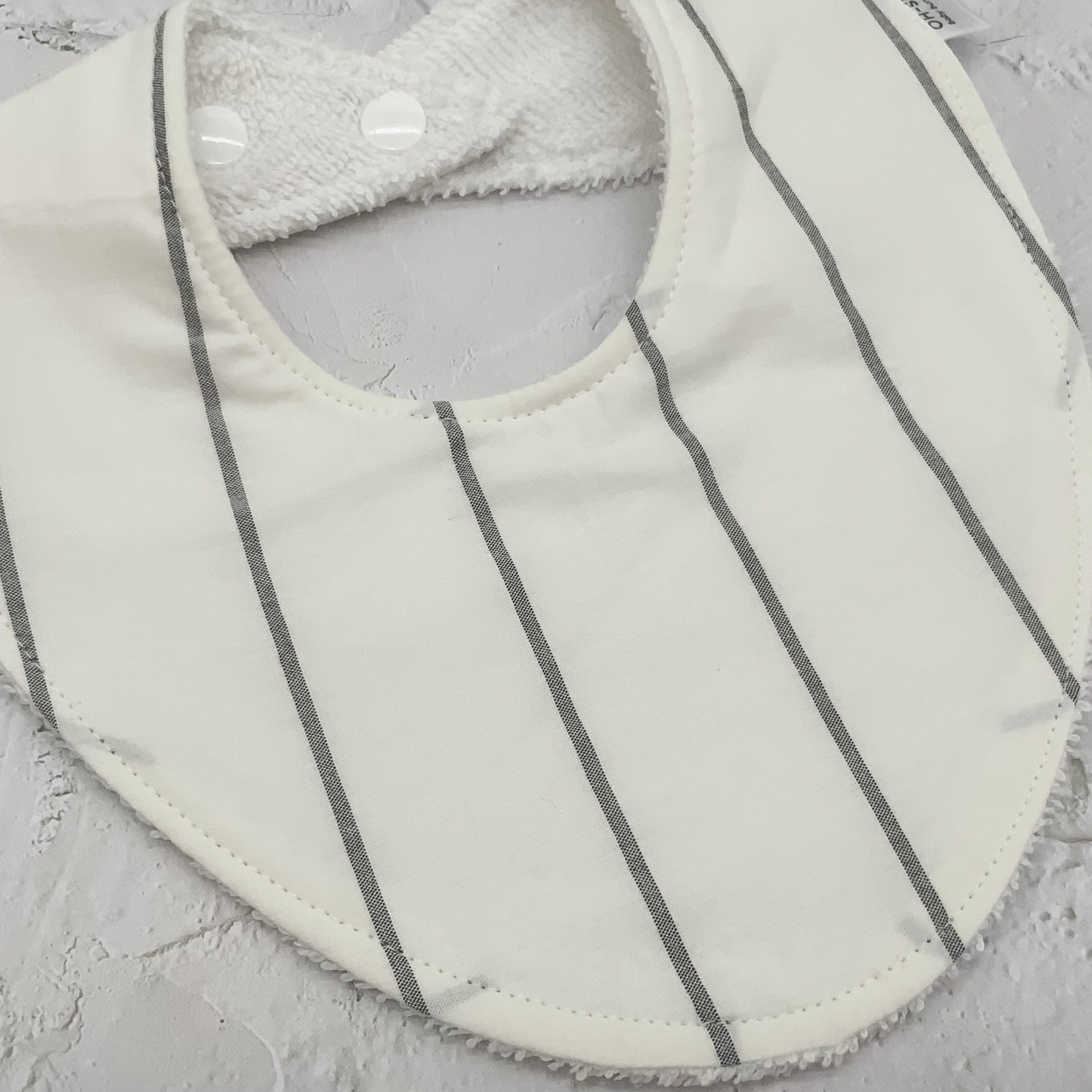 White & Navy Stripe Signature Bib