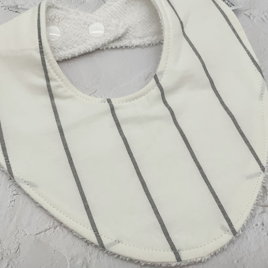 White & Navy Stripe Signature Bib