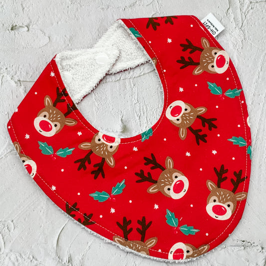 Red Reindeer Christmas Signature Bib