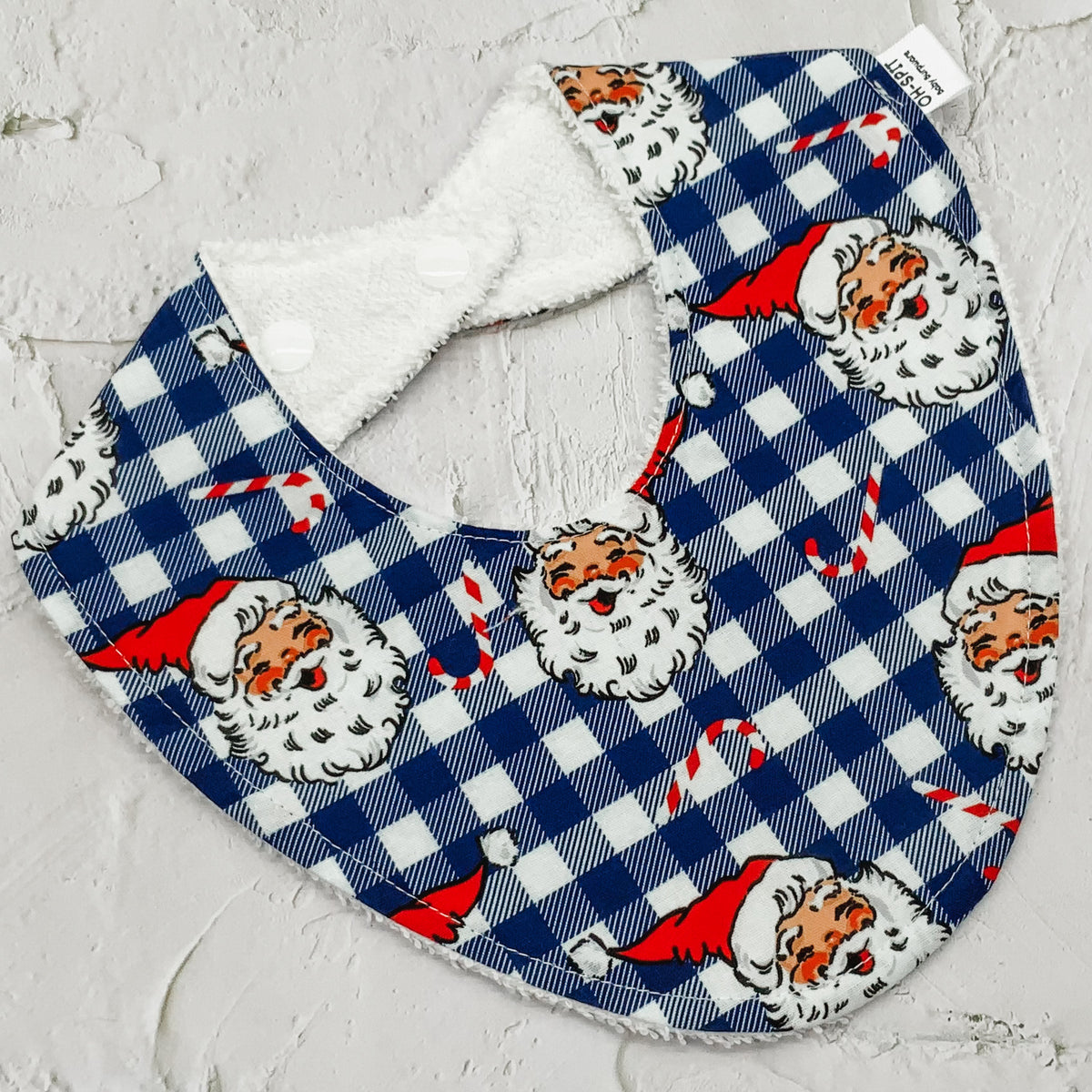 Santa Gingham Christmas Signature Bib