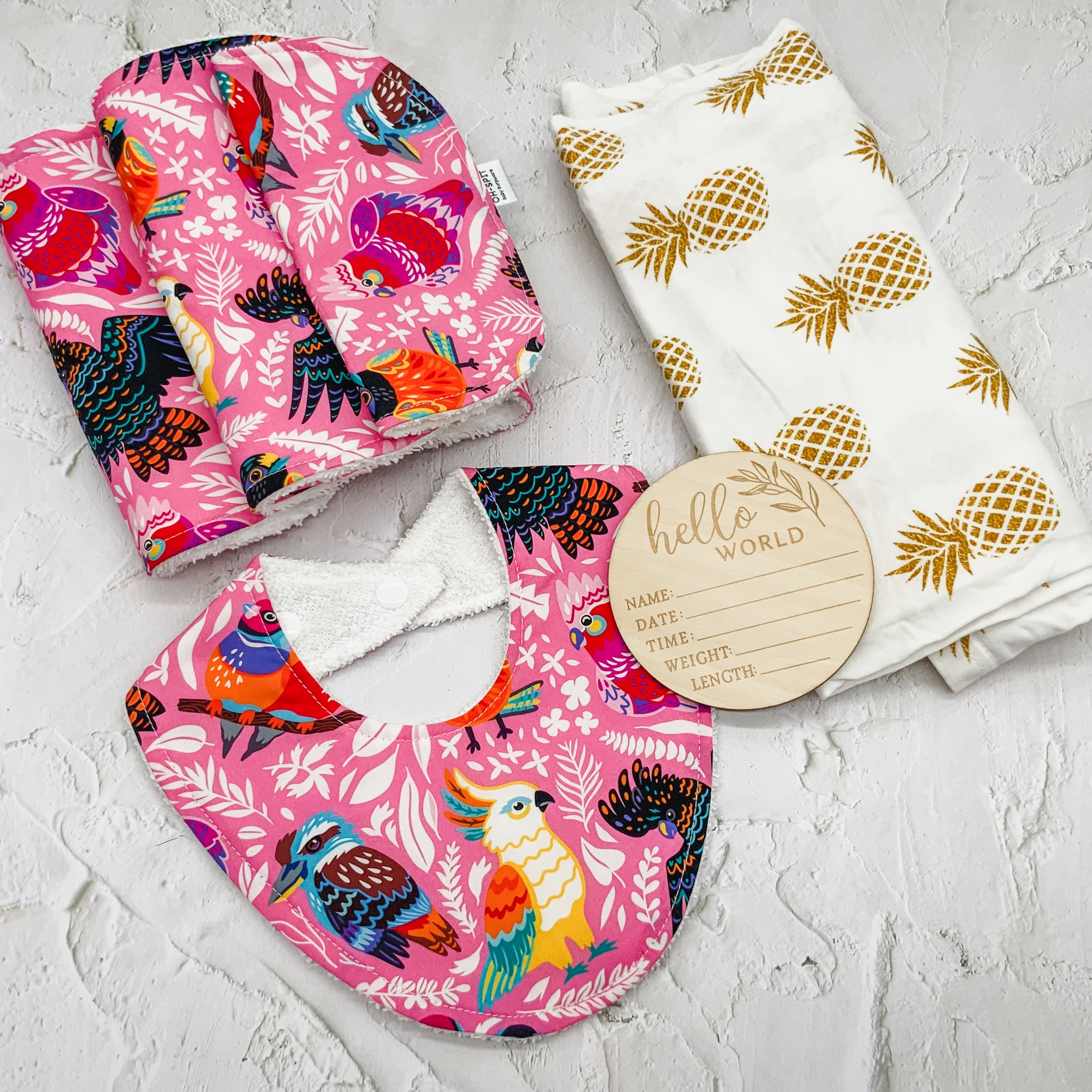 Baby Gift Set - Aussie Birds Pink