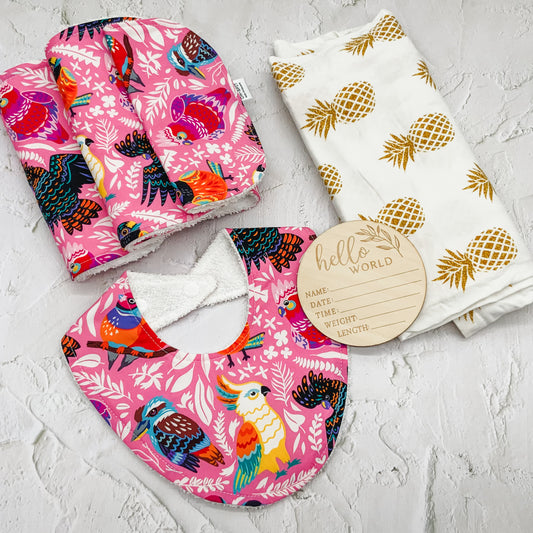Baby Gift Set - Aussie Birds Pink