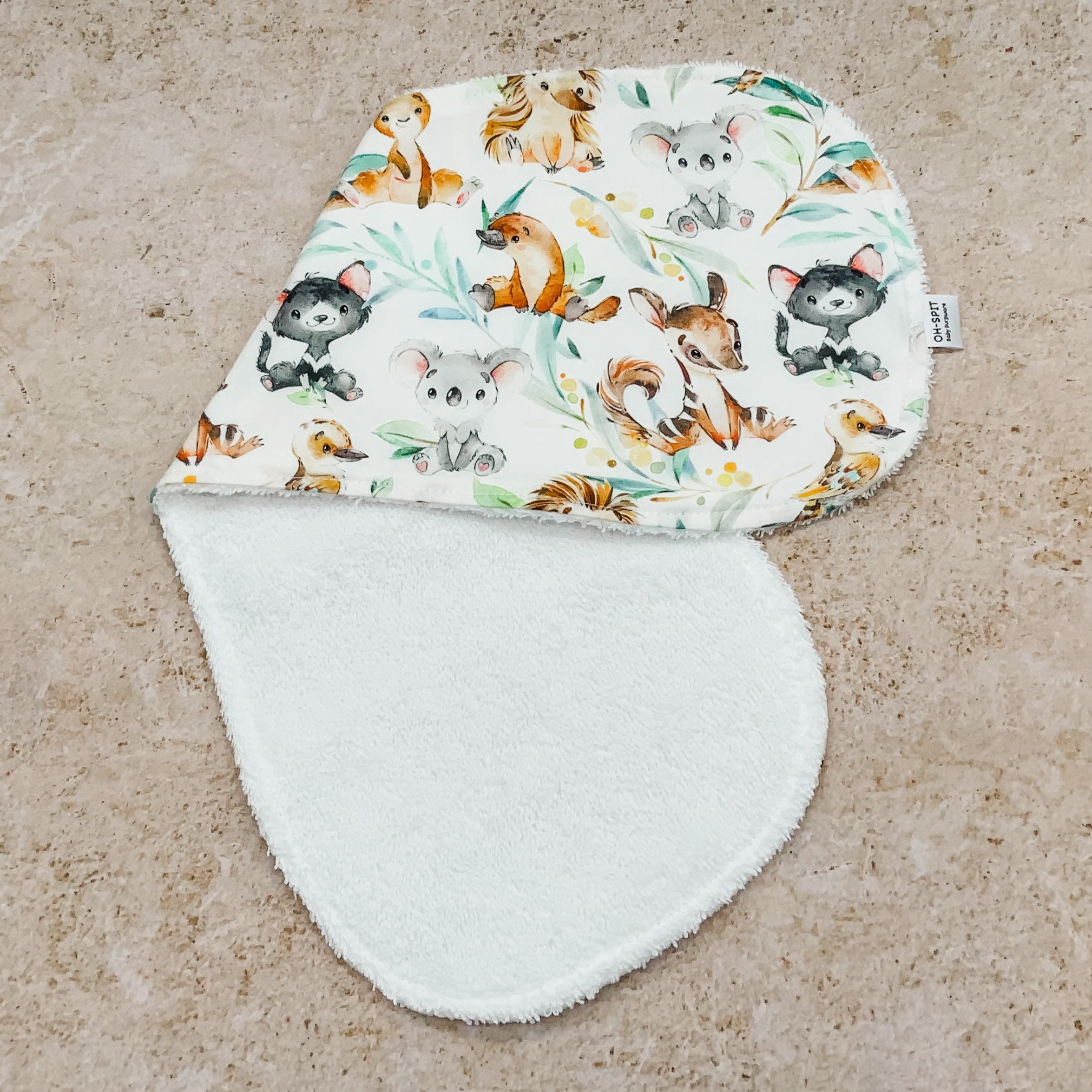 Aussie Mates White Burp Cloths