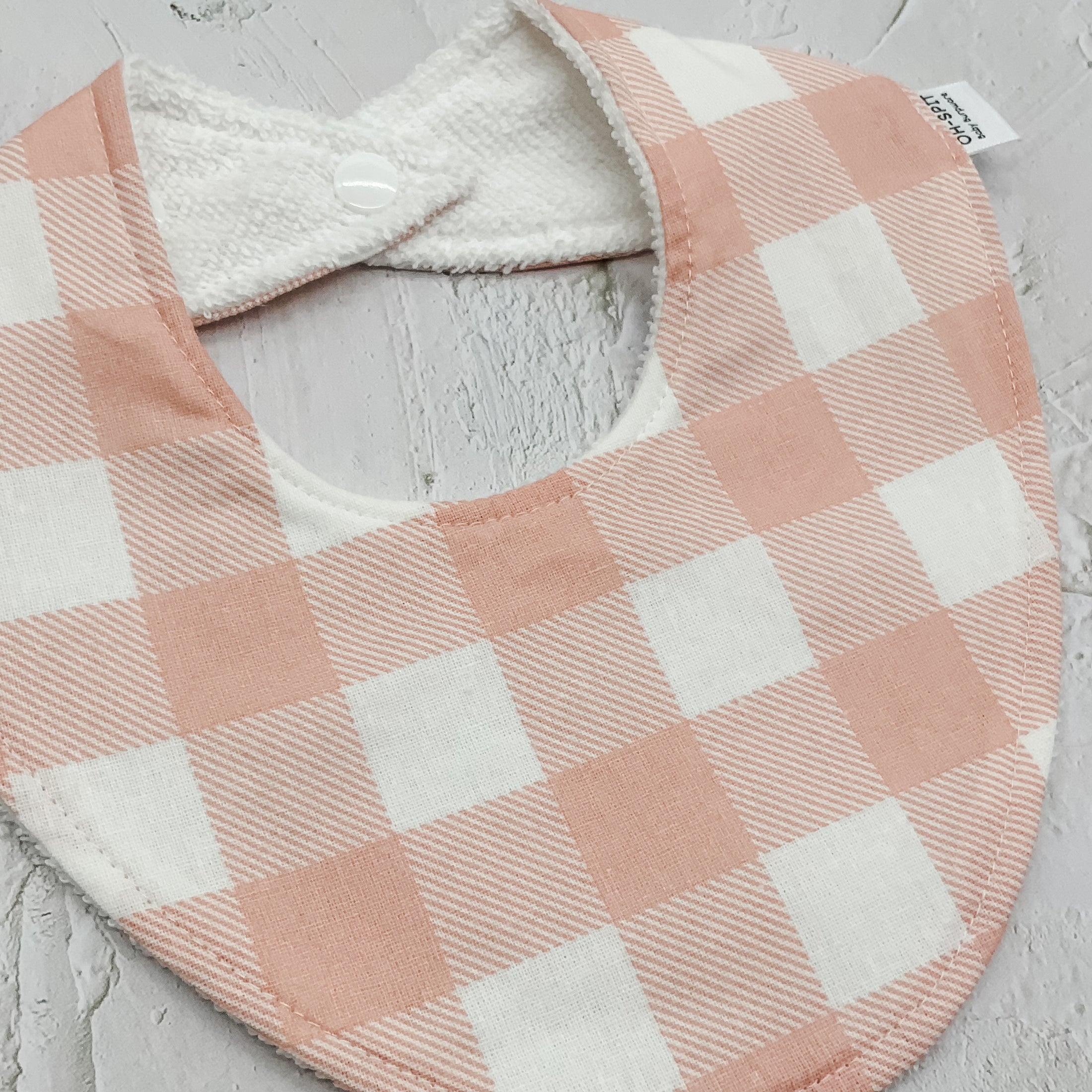 Blush Pink Gingham Signature Bib