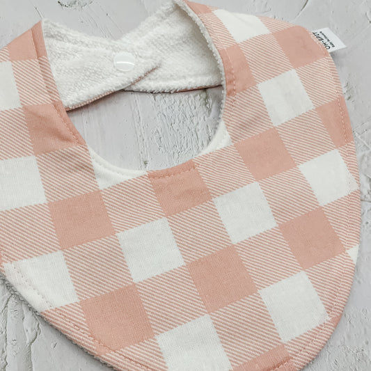 Blush Pink Gingham Signature Bib