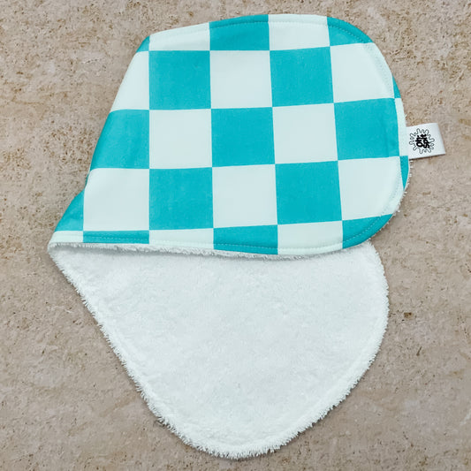 Wave Teal Checkerboard Burp Cloths