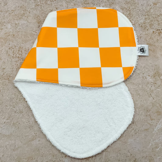 Mandarin Orange Checkerboard Burp Cloths