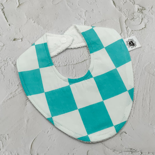 Wave Teal Checkerboard Bib