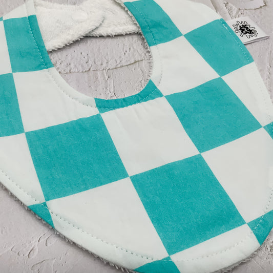 Wave Teal Checkerboard Bib