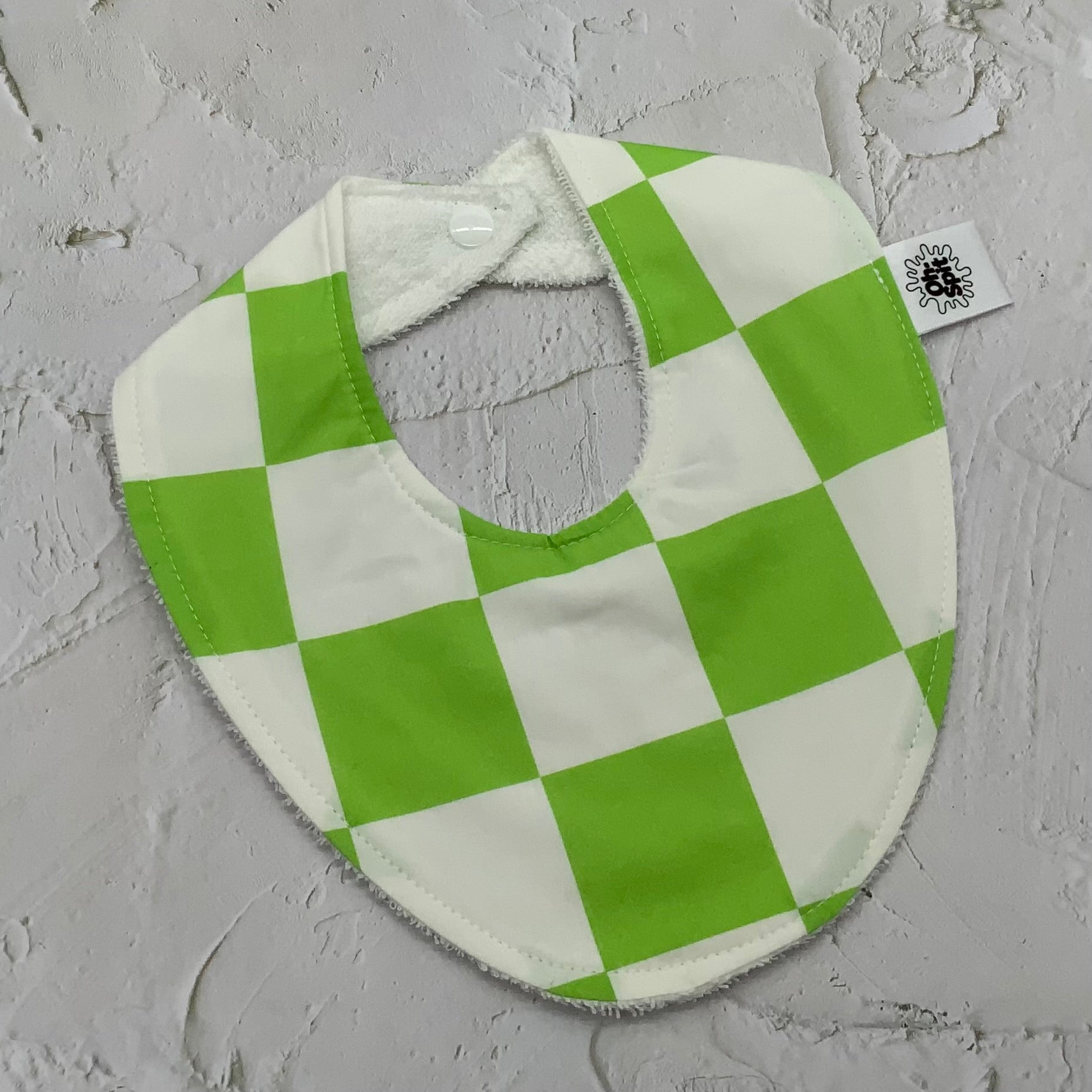 Lorikeet Lime Checkerboard Bib