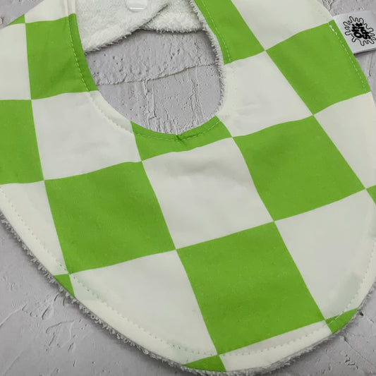 Lorikeet Lime Checkerboard Bib