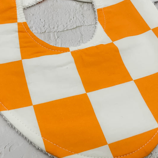 Mandarin Orange Checkerboard Bib