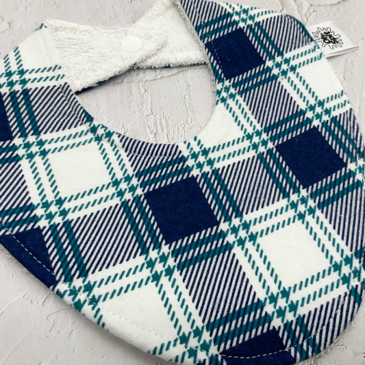 Teal & Navy Flannel Signature Bib