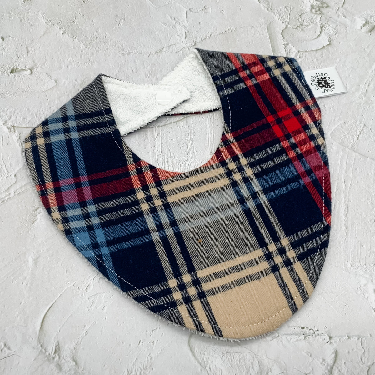 Red, Tan & Navy Flannel Signature Bib