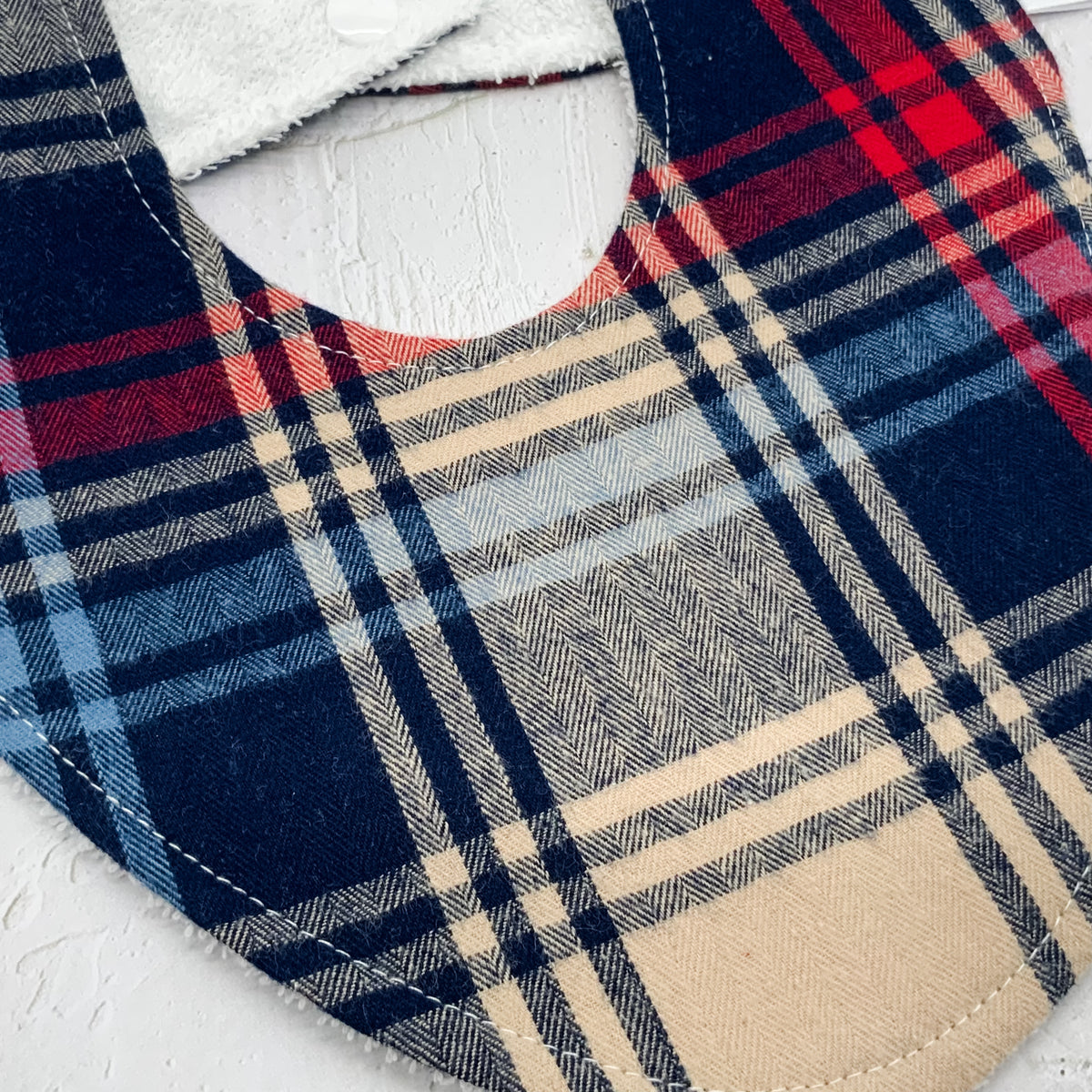 Red, Tan & Navy Flannel Signature Bib