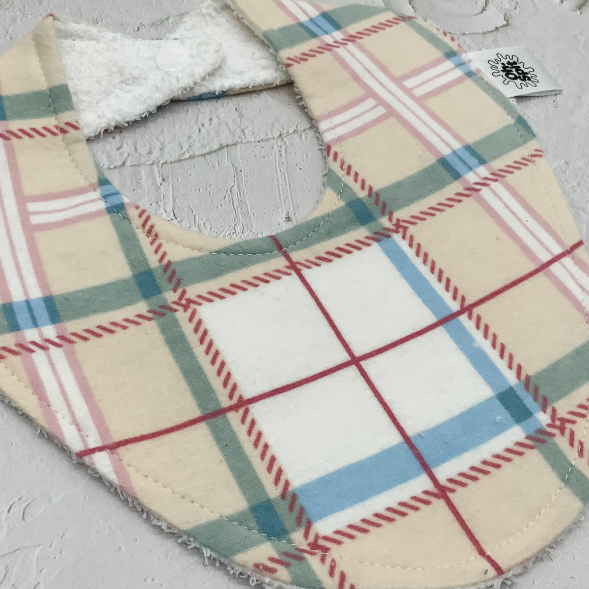 Pink & Beige Flannel Signature Bib