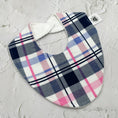 Load image into Gallery viewer, Pink & Navy Flannel Signature Bib
