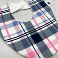 Load image into Gallery viewer, Pink & Navy Flannel Signature Bib
