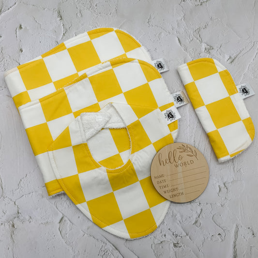 Baby Gift Set - Piney Yellow Checkerboard