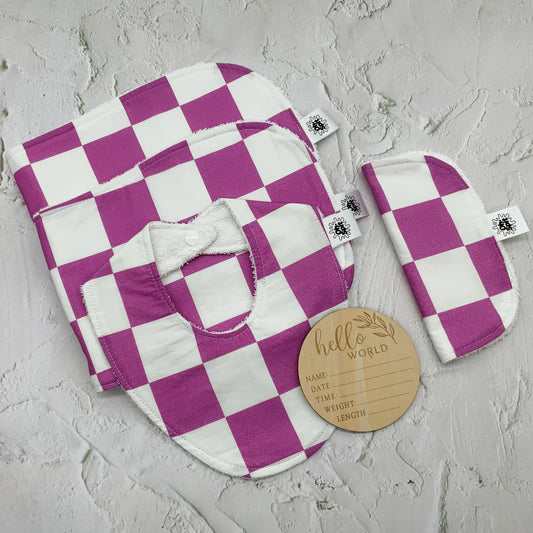 Baby Gift Set - Paddy Purple Checkerboard