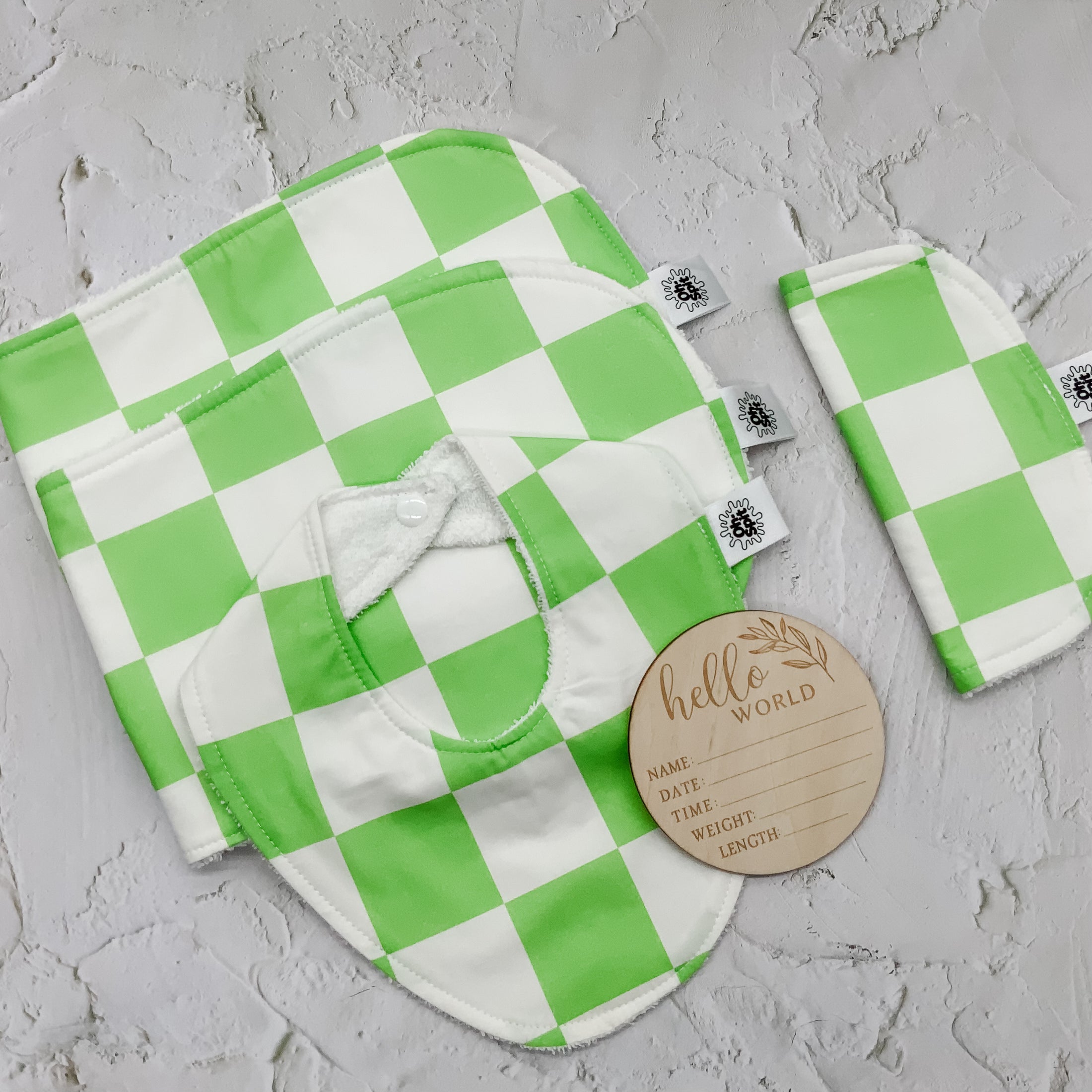 Baby Gift Set - Lorikeet Lime Checkerboard