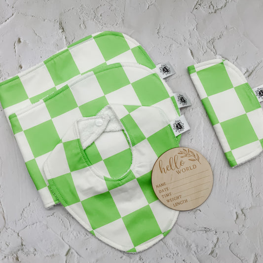 Baby Gift Set - Lorikeet Lime Checkerboard