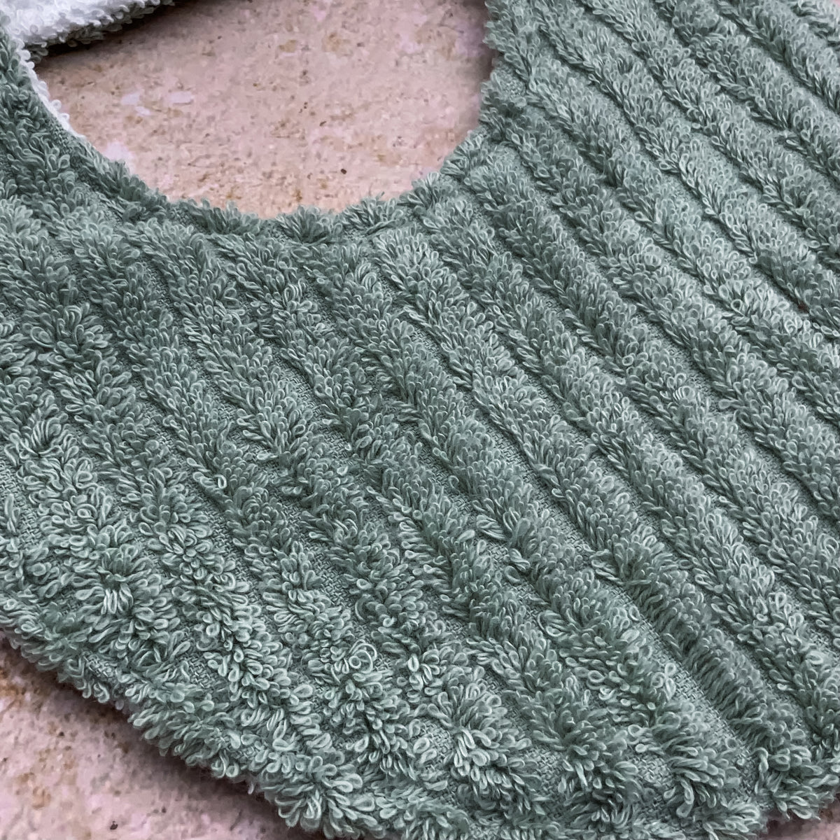 Moss Green Stripes Beach Towel Bib