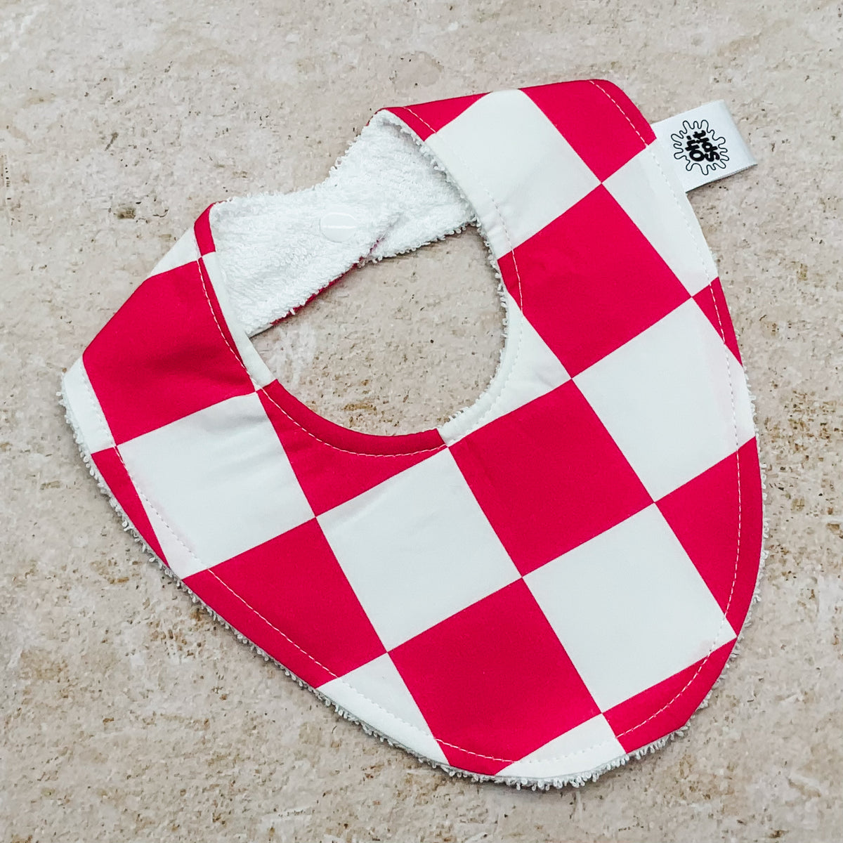 Creaming Soda Pink Checkerboard Bib