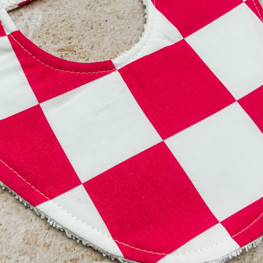 Creaming Soda Pink Checkerboard Bib
