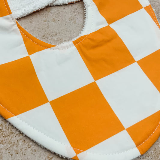 Mandarin Orange Checkerboard Bib