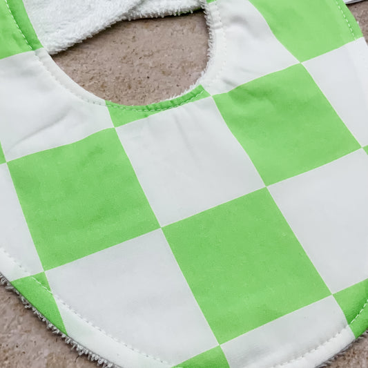 Lorikeet Lime Checkerboard Bib