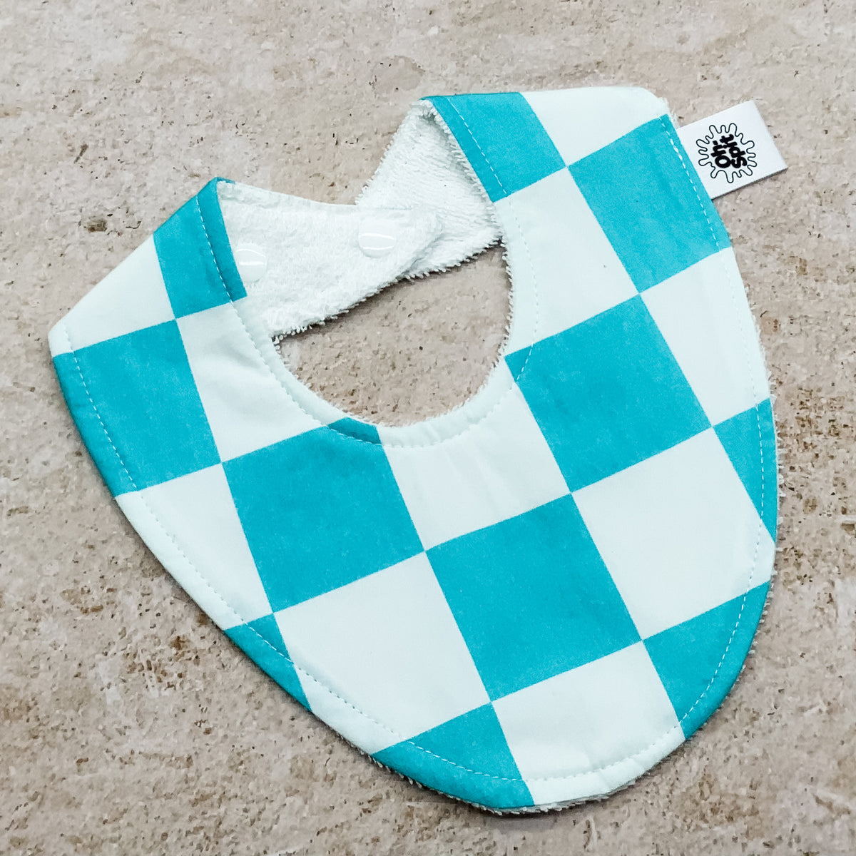 Wave Teal Checkerboard Bib