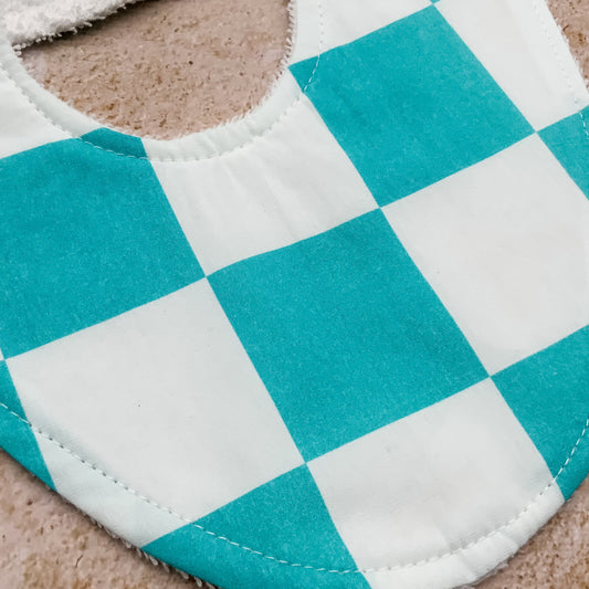 Wave Teal Checkerboard Bib