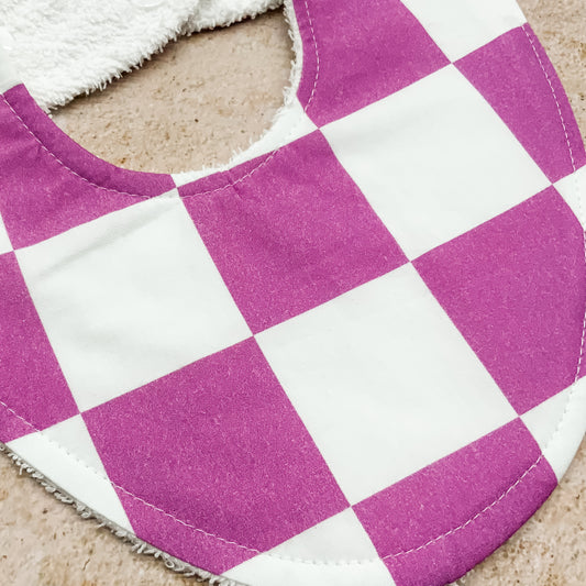 Paddy Purple Checkerboard Bib